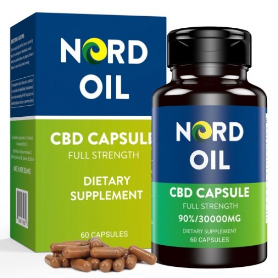 Nord C-B-D 500mg/Capsul, 30000mg 90% 60 Capsules, New formula