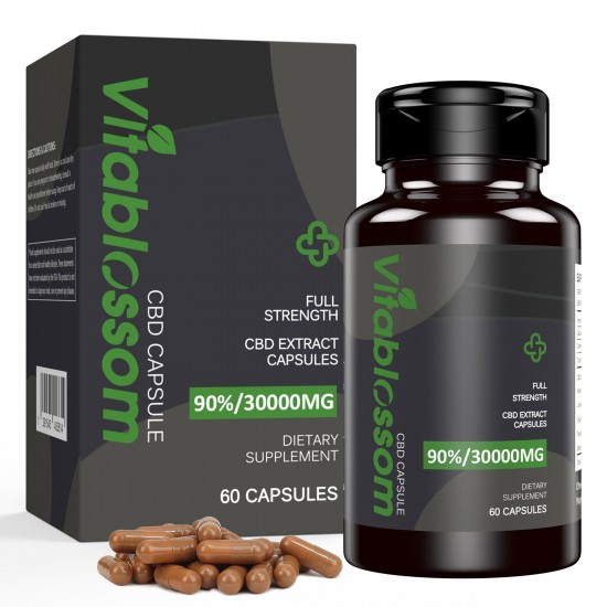 Vitablossom C-B-D 500mg/Capsule, 60 Capsules 30000mg 60% Powder Capsules, Made in New Zealand