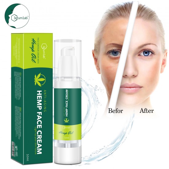 3erum1ab Hemp Face Cream, Anti-Wrinkle And Fine Lines, Anti-Aging Hemp Day Face and Neck Cream, Relieves Inflammation