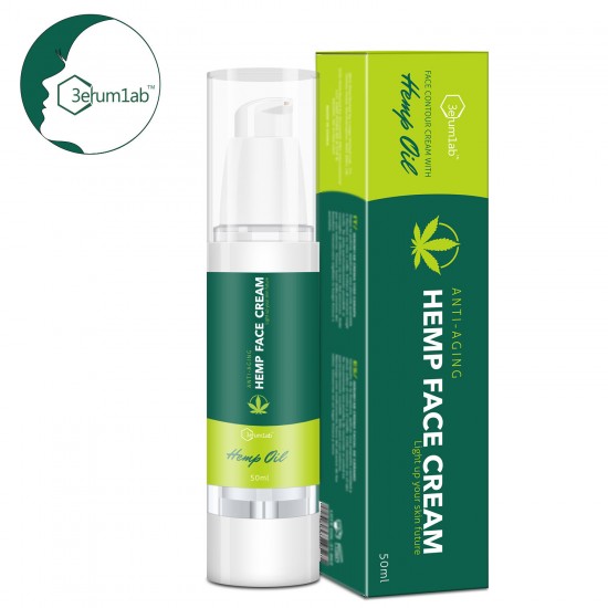 3erum1ab Hemp Face Cream, Anti-Wrinkle And Fine Lines, Anti-Aging Hemp Day Face and Neck Cream, Relieves Inflammation