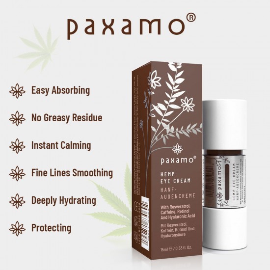 Paxamo Hemp Eye Cream with Resveratrol, Caffeine, Retinol and Hyaluronic Acid