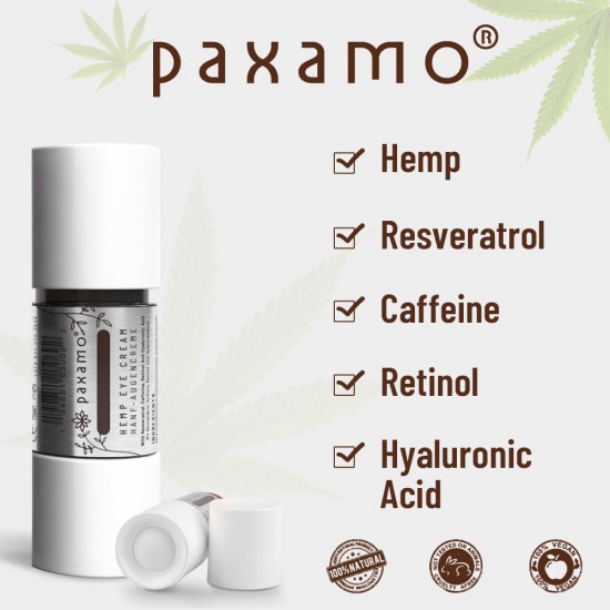Paxamo Hemp Eye Cream with Resveratrol, Caffeine, Retinol and Hyaluronic Acid