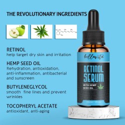 Bellavita Hemp Retinol Serum with Hemp Seed Oil, Anti Aging, Anti-inflammatory Bellavita Hemp Retinol Serum with Hemp Seed Oil, Anti Aging, Anti-inflammatory