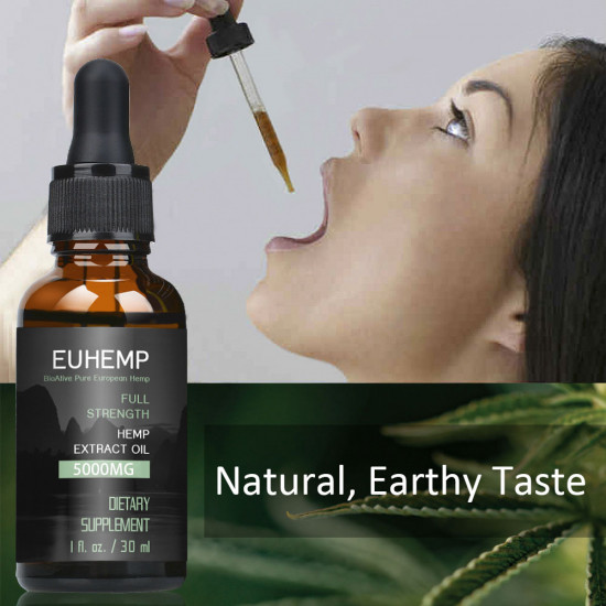 EUHEMP Broad Spectrum Hemp Oil Drops 5000MG, Dropper Included, 30ML