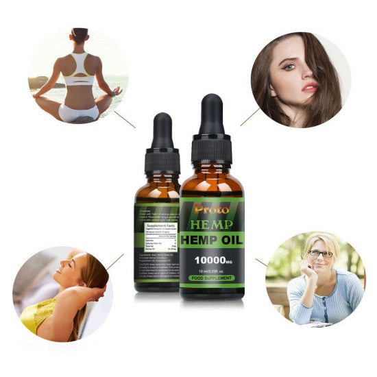 Hemp Oil Drops, Vegan & Vegetarian 10000mg, 10ml - ProtoHemp Oil