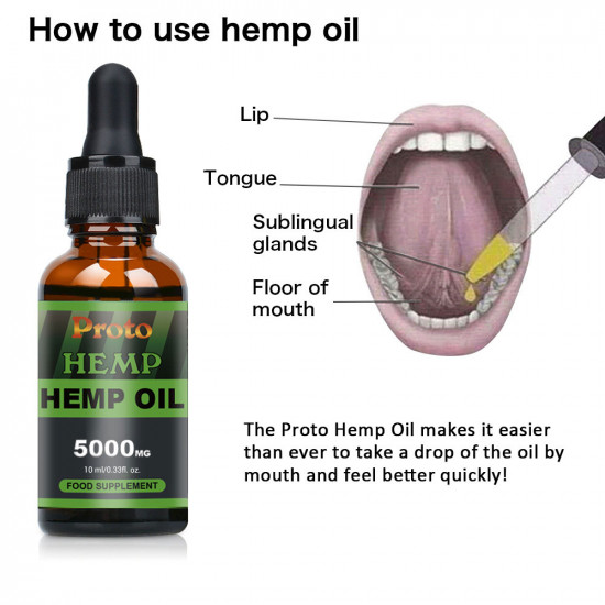 Hemp Oil Drops, Vegan & Vegetarian 5000mg, 10ml - ProtoHemp Oil