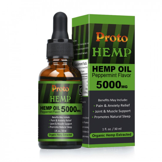 ProtoHemp Broad Spectrum Hemp Oil Drops, 5000mg, Pure and Natural, 30ml