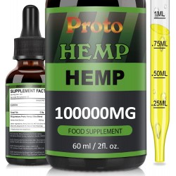 ProtoHemp Hemp Oil Drops, 100000mg, CO2 Extracted, 60ml ProtoHemp Hemp Oil Drops, 100000mg, CO2 Extracted, 60ml