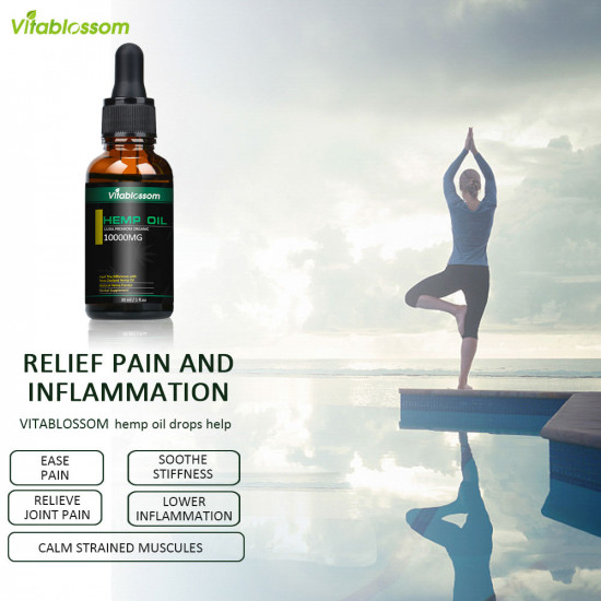 Vitablossom 33% Hemp Oil Drops, 10000mg 30ml, Great for Anxiety Pain Relief Sleep Support 