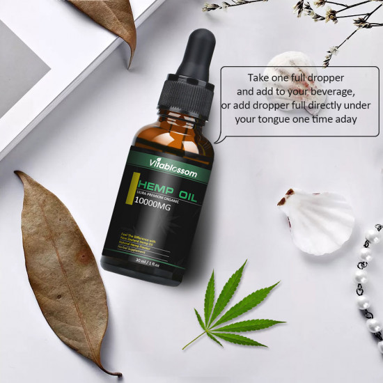 Vitablossom 33% Hemp Oil Drops, 10000mg 30ml, Great for Anxiety Pain Relief Sleep Support 