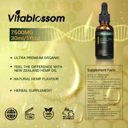 Vitablossom Hemp Oil Drops, Broad Spectrum Extract Hemp Oil, Great for Anxiety Pain (7500mg) Vitablossom Hemp Oil Drops, Broad Spectrum Extract Hemp Oil, Great for Anxiety Pain (7500mg)
