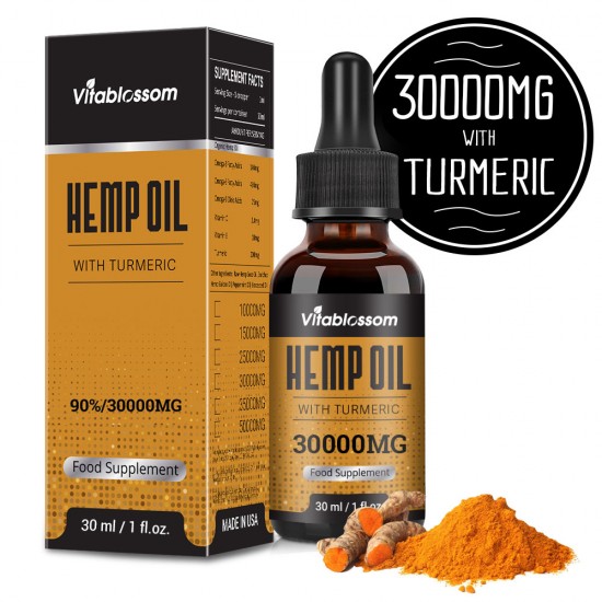 Vitablossom Turmeric Hemp Oil, 30000mg 90% 30ml, New Arrival promotion Vitablossom Turmeric Hemp Oil, 30000mg 90% 30ml, New Arrival promotion