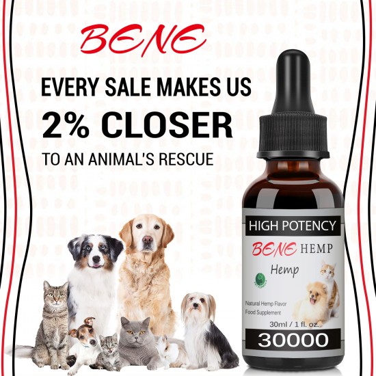[Not Available in UK] BENEHEMP Oil for Dogs & Cats - 30000mg -100% A Organic Pet Hemp Oil 