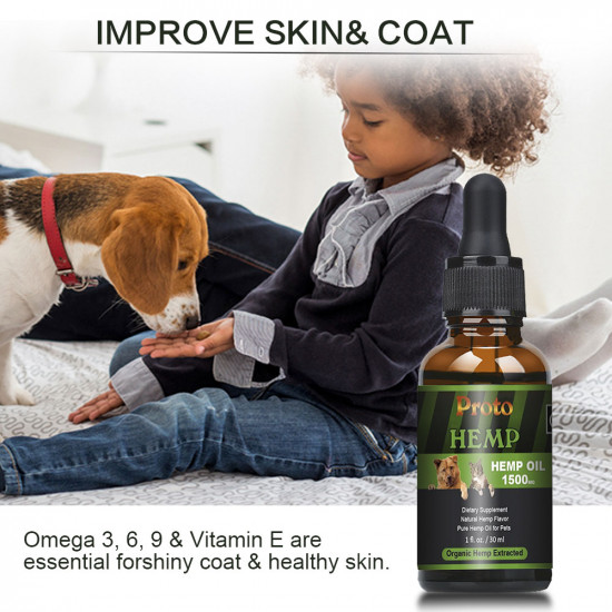 [Not Available in UK] Broad Spectrum Hemp oil for Pets, ProtoHemp Hemp oil for Dogs 1500mg, Great for Pain Relief