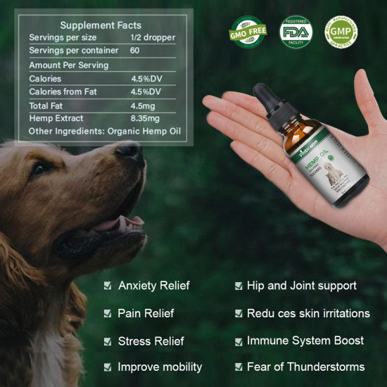 [Not Available in UK] Broad Spectrum Hemp oil for Pets, Vitablossom Hemp oil for Pats ,Great for Pain Relief - 5000mg