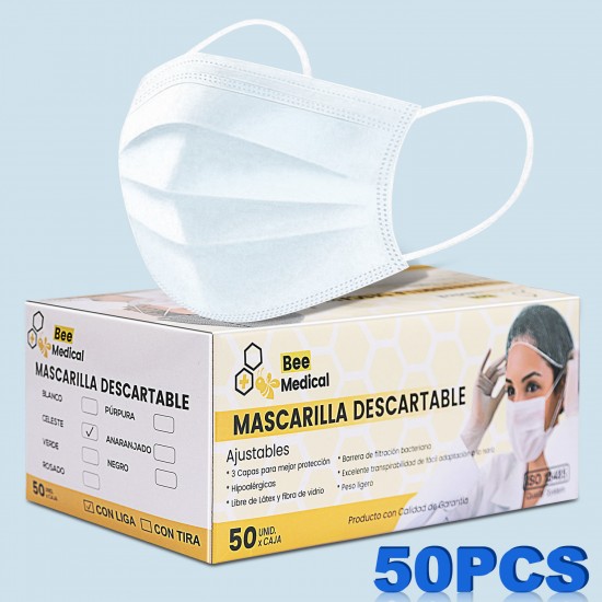 BEE Disposable Con Liga Face Masks 3 Ply, Great for Virus COVID-19 Protection and Personal Health (50 pcs) BEE Disposable Con Liga Face Masks 3 Ply, Great for Virus COVID-19 Protection and Personal Health (50 pcs)